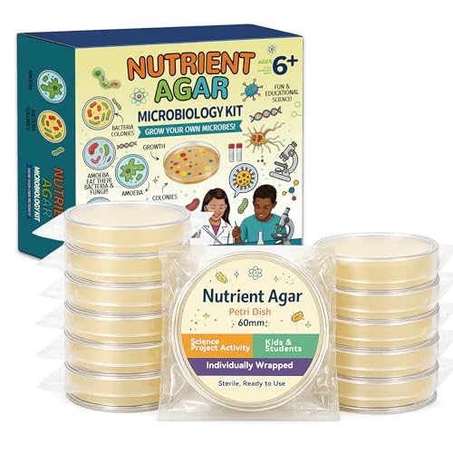 12-Pack Pre-Poured Agar Plates Petri Dishes Home Mold Test Kit with Swabs - color: Agar Plates for Science
