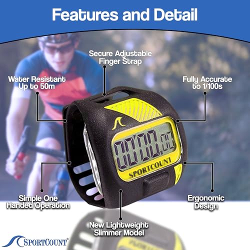 SC SportCount Waterproof Finger Stopwatch and Swim Timer