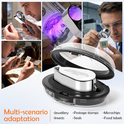 Leffis 40X Jewelers Loupe Magnifier LED/UV Illuminated Magnifying Glasses - size: 1 Pack
