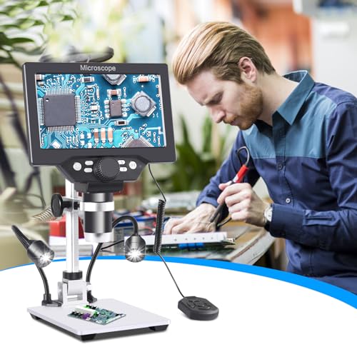Koolertron 7 Inch LCD Digital Microscope 12MP 1080P with 32G TF Card - size: 7 inch (LCD and 32GB TF Card and Remote Control)