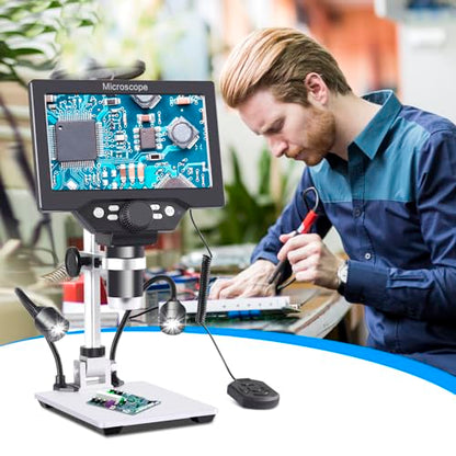 Koolertron 7 Inch LCD Digital Microscope 12MP 1080P with 32G TF Card - size: 7 inch (LCD and 32GB TF Card and Remote Control)