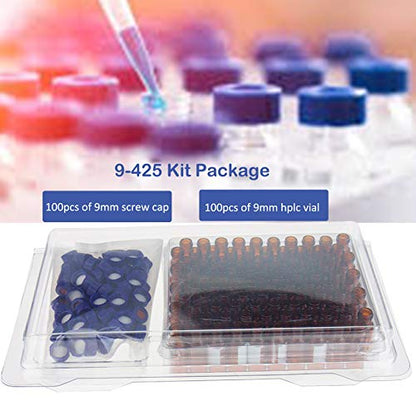2ml Autosampler Vial, 9-425 HPLC/GC Sample Vials with Screw Caps, 100 PCS - color: Clear Vial & White PTFE Red Silicone Liner