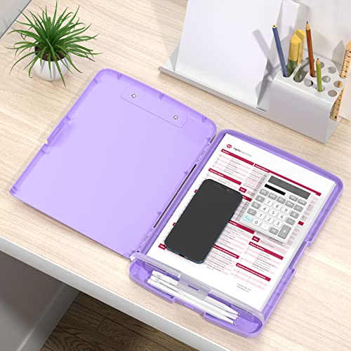 Rimilak Clipboard with Storage, 8.5 x 11'' High Capacity Clip Board, Purple - color: Purple