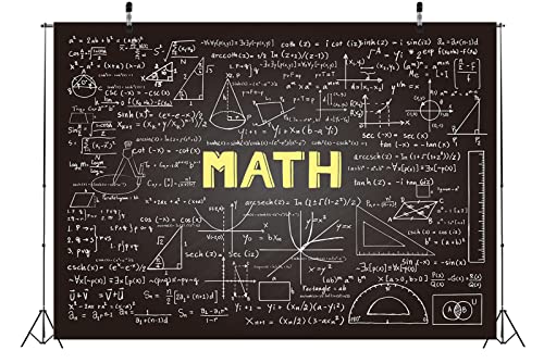BELECO 7x5ft Fabric Math Chalkboard Backdrop Mathematics Formulas Equations Hand Drawn Classroom Blackboard Math Background for Photography Science Math Theme Party Decorations Photo Studio Props - size: 7x5FT