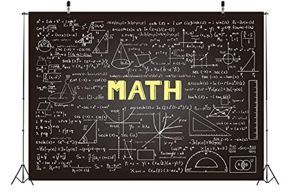 BELECO 7x5ft Fabric Math Chalkboard Backdrop Mathematics Formulas Equations Hand Drawn Classroom Blackboard Math Background for Photography Science Math Theme Party Decorations Photo Studio Props - size: 7x5FT