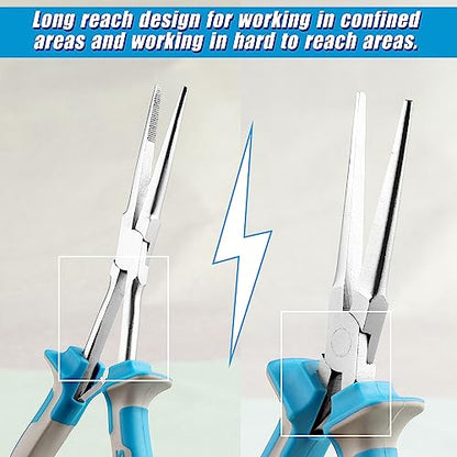 SPEEDWOX Long Reach Extra Long Needle Nose Pliers With Teeth Wire Looping Pliers for Jewelry Making, Protective Cover For Narrow Space - style: Upgrade Needle Nose Pliers with Teeth