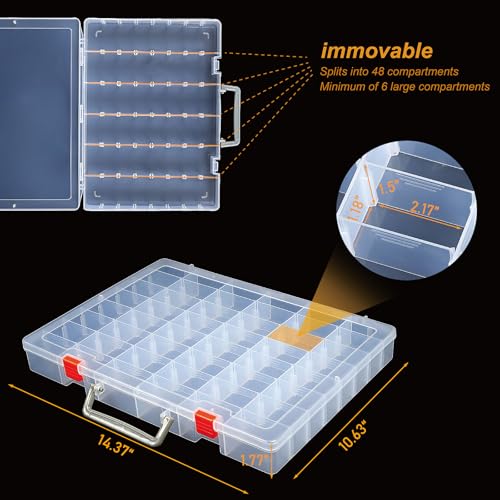 CGCG 2-Pack 48-Compartment Clear Plastic Organizer Box 14.37x10.63