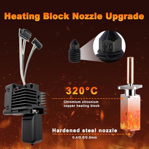 Hotend Complete Kit for Bambu Labs P1P P1S 3D Printer, Full Assembly Hot End with Fan,Thermistor,Ceramic Heater, 0.4/0.6/0.8mm Nozzle, Silicone Sock, Heating Block (Not for X1 Series) - size: P1S/P1P Hotend with Fan