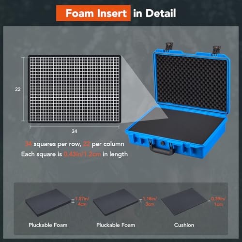Lykus HC-4410 Waterproof Hard Case with Foam, Inner Size 15.75*10.24*3.94in - color: Blue, size: HC-4410
