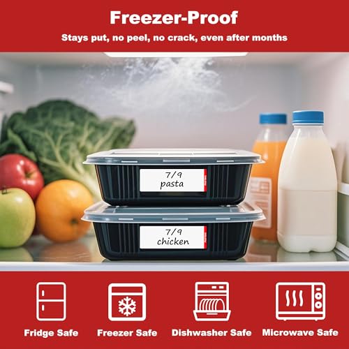 NATURALABEL 300 Removable Freezer Labels with Dispenser, 1" x 3" (Red) - color: Blank-red