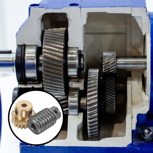 uxcell Worm Gear Set 20T 1 Module 20:1 Reduction Rate, 5mm/6mm Bore - size: 5mm/6mm Bore (1Mod 20T)