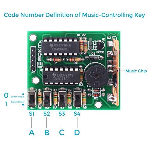 MiOYOOW 1 Pack DIY Electronic 16 Music Sound Box DIY Kit Module Soldering Practice Learning Kits for Arduino