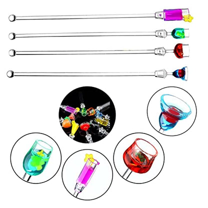 Cocktail Swizzle Stirrer Sticks, Airlxf Pack of 10 Cocktail Mixing Spoons Colorful Acrylic Cocktail Drink Stirrer for Bars Cafes Restaurants Home Use (10)