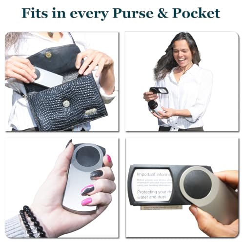 EasY Magnifier Premium Pocket Magnifying Glass with LED Light 3.0X (300%); Small Hand Held Lighted Magnify Glasses for Reading Tiny Print, Menu, Pill Bottles; Visually Impaired A Low Vision Aid