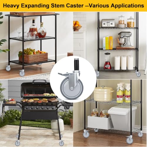 5 Inch Expanding Stem Casters with 5 Size Rubber Sleeves - size: 5Inch