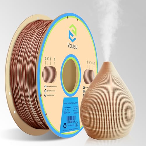 YOUSU Wood PLA Filament 1.75mm 1KG,Multicolor 3D Printer Filament,Real Wood Fibers Added 3D Printing Filament,Fits for Most FDM 3D Printers,Maple - color: 7-wood Pla