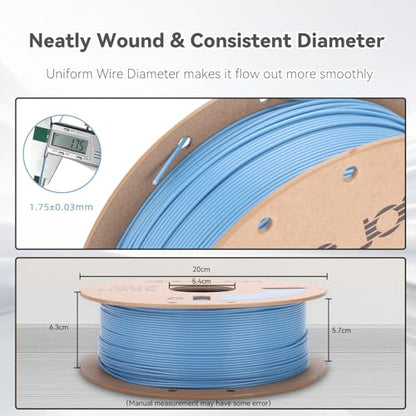 3DHoJor PLA+ 3D Printer Filament Grey Blue,1KG - color: Pla+-1kg Haze Blue