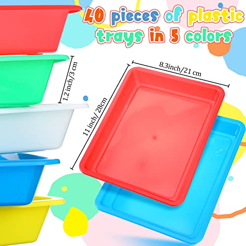 Hoolerry 40 Pcs Plastic Art Trays Stackable for Crafts, 11 x 8.3 x 1.2''