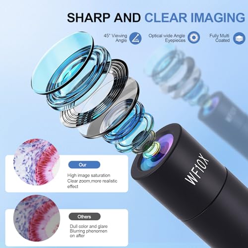 Microscope for Adults & Kids, 40X-2500X High-Power Compound Microscope for Students, School Lab & Home Schooling,Equiped with Slides Set & Phone Holder (White) - color: white