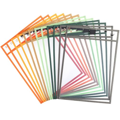 Mr. Pen- Reusable Dry Erase Pocket Sleeves, 10" x 14", 12 Pack, Colorful - color: Autumn, size: 12 Pack
