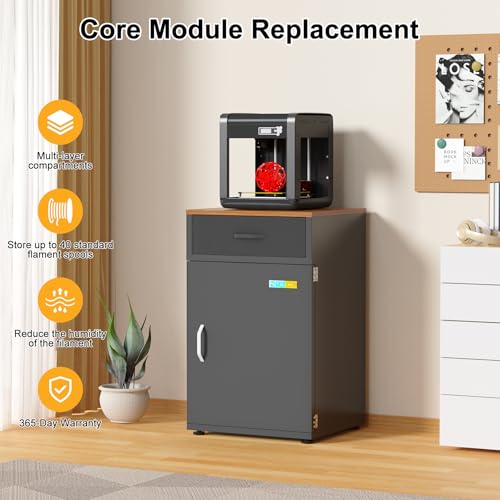 3D Printer Stand with Dehumidifier, Stores Up to 40 Filament Rolls - color: Black