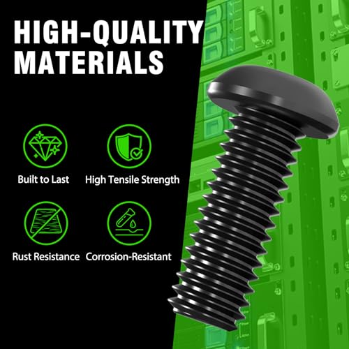 50 PACK M6 x 16mm Rack Mount Cage Nuts, Screws and Washers for Rack Mount Server Cabinet, Rack Mount Server Shelves, Routers, Rack Mount Screws and Square Insert Nuts, Self-Locking Cable Ties for Free - color: Black