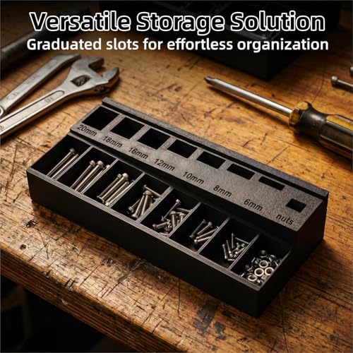M3 Screw Organizer, Screw Sorting Box Precision Bolt Sorter Tray with 7 Measuring Slots, 3D Printed PLA Material, Ideal for Hardware and Small Parts Storage