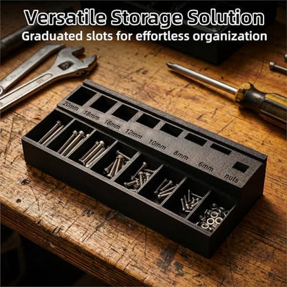 M3 Screw Organizer, Screw Sorting Box Precision Bolt Sorter Tray with 7 Measuring Slots, 3D Printed PLA Material, Ideal for Hardware and Small Parts Storage