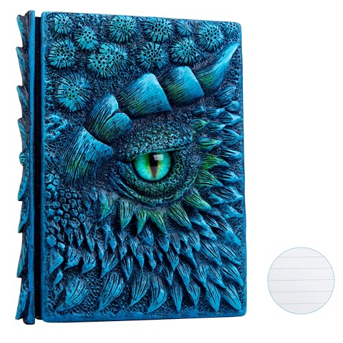 3D Dragon Eye Embossed Journal,Resin Engraving Notebook,Dnd notebook for Dragon Lovers ，Blank Paper,Hardcover Travel Notepad for Writing,Sketchbook,Collection,Gift,Decoration A4 and A5 Size (A5-Blue-Lined) - color: A5-Blue-Lined