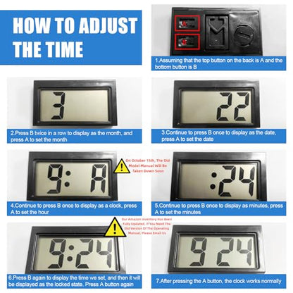 Shudyear Small Digital Clock， with Jumbo LCD Time & Day Display，Mini Automotive Small Digital Clock Battery Operated for Desktop Nightstand Pocket Car Truck Dashboard & Air Vent (1, Blue) - color: Blue