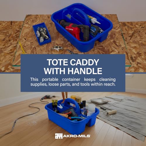 Akro-Mils 09185 Plastic Tote Tool & Supply Cleaning Caddy with Handle, (18-3/8-Inch x 13-7/8-Inch x 9-Inch), Blue (09185BLUE) - color: Blue