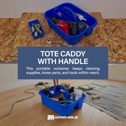 Akro-Mils 09185 Plastic Tote Tool & Supply Cleaning Caddy with Handle, (18-3/8-Inch x 13-7/8-Inch x 9-Inch), Blue (09185BLUE) - color: Blue
