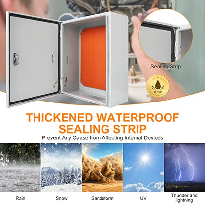 Cold Rolled Steel Electrical Box 20'' x 16'' x 8'' Indoor/Outdoor Thick Electrical Enclosure Box with Mounting Plate IP66 Weatherproof Anti-Rust and Anti-Corrosion (20'' x 16'' x 8'') - size: 20'' x 16'' x 8''