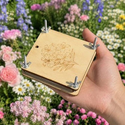 MeRGBWLife Mini Flower Press Kit, Pocket Size Plant Press for Small Flowers, Leaves and Herbs, Portable Wooden Press for Travel, DIY Crafts and Beginners,3.9X3.9inch - size: 3.9"x3.9"