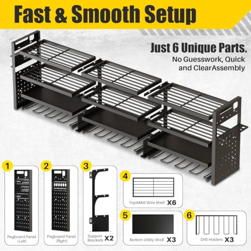 Large 49'' Wide Power Tool Organizer Wall Mount, 4-Tier - size: 49''Width (LARGE)