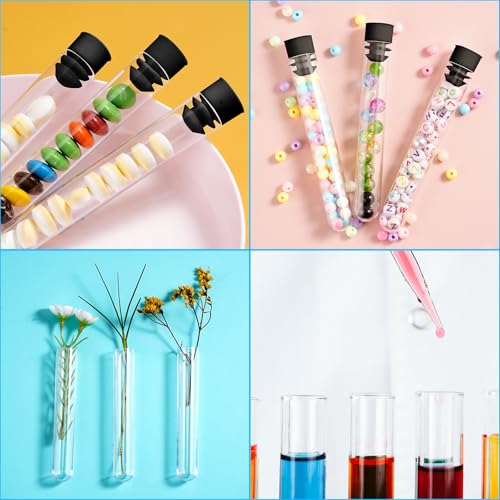 Flutesan 200 Pcs Clear Plastic Test Tubes, 16 x 100 mm(10 ml),Black - color: Black