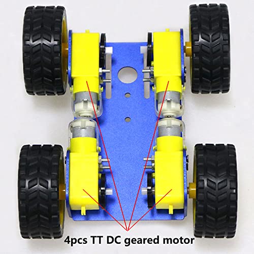 DIY Smart Robot Car Chassis Kit with Speed Encoder TT Motor, C101 4WD Leaf Texture Wheel Metal Panel Robotics Car Chassis Platform for Arduino/Raspberry Pie/Microbit, Eduational Teaching Kit (Blue) - color: Blue