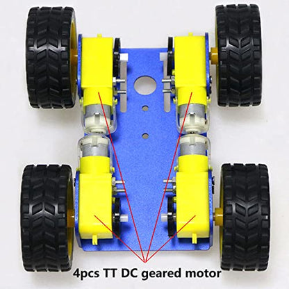 DIY Smart Robot Car Chassis Kit with Speed Encoder TT Motor, C101 4WD Leaf Texture Wheel Metal Panel Robotics Car Chassis Platform for Arduino/Raspberry Pie/Microbit, Eduational Teaching Kit (Blue) - color: Blue
