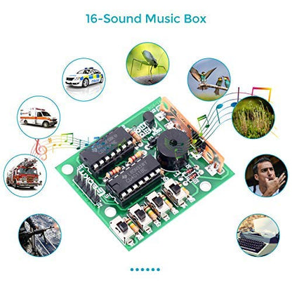 MiOYOOW 1 Pack DIY Electronic 16 Music Sound Box DIY Kit Module Soldering Practice Learning Kits for Arduino