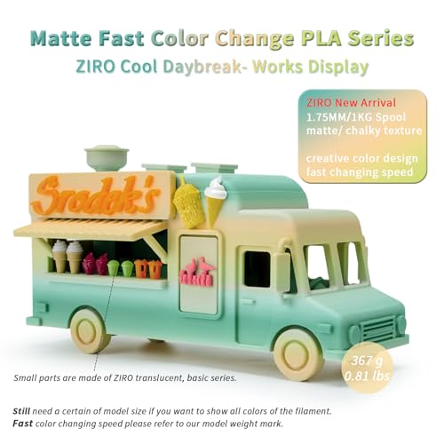 ZIRO Matte PLA Filament, 1.75mm 1kg Fit Most FDM Printer, Cool Daybreak - color: Cool Daybreak (Matte)