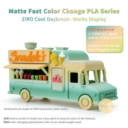 ZIRO Matte PLA Filament, 1.75mm 1kg Fit Most FDM Printer, Cool Daybreak - color: Cool Daybreak (Matte)