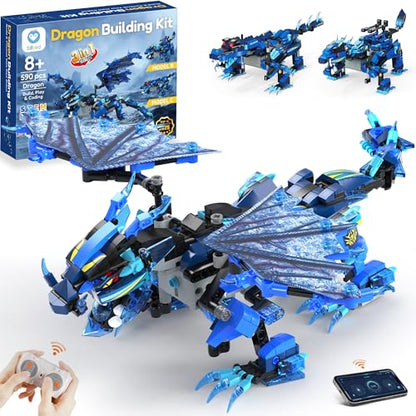 Sillbird Dragon Building Kit with Remote Control STEM Gift for Boys 8-12