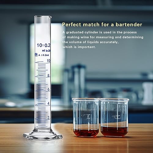 Thick Glass Graduated Cylinder Measuring Liquid Lab Hexagon Base Cylinders Come with One Glass Dropper (Glass, 10ML) - size: 10ml