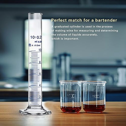 Thick Glass Graduated Cylinder Measuring Liquid Lab Hexagon Base Cylinders Come with One Glass Dropper (Glass, 10ML) - size: 10ml
