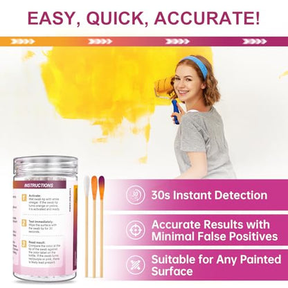 AAwipes Lead Test Kit 30 Swabs Enhanced Lead Testing Formulation At Home Lead Paint Test Kit Testing for Paint Ceramics - Quick Results in 30s Lead Detector (30)