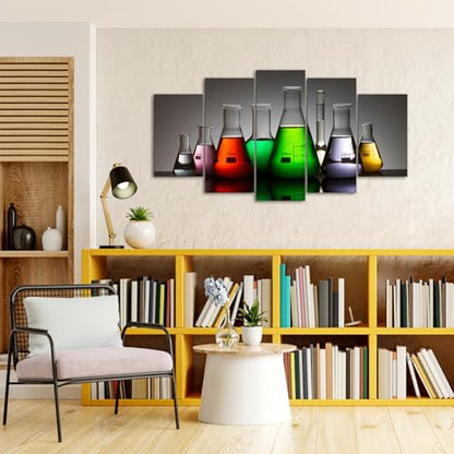 Muzenso Large Canvas Prints 5 Piece Colorful Laboratory Flask Wall Art