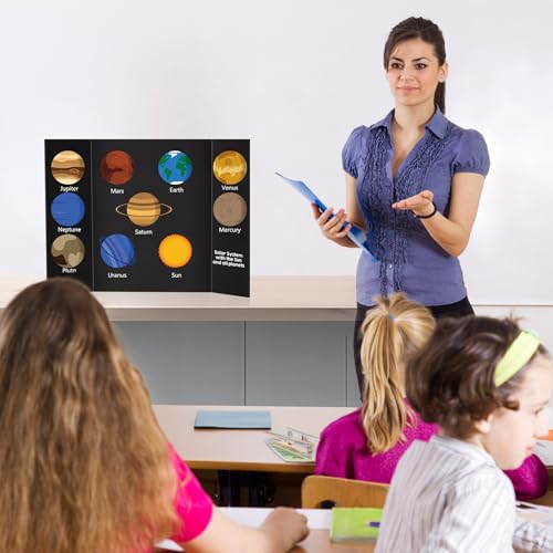 AKONEGE 4 Pack Small Trifold Poster Board 21" x 14" Tri Fold Poster Boards Black Corrugated Cardboard Project Boards for Presentations, School Projects, Science Fair, Exhibition Event Display - size: 21" x 14" (Small)