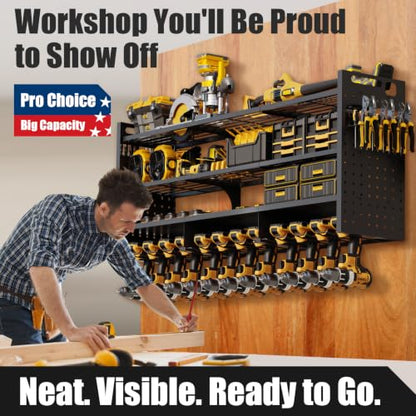 Large 49'' Wide Power Tool Organizer Wall Mount, 4-Tier - size: 49''Width (LARGE)