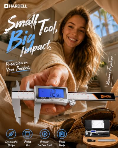 HARDELL Digital Caliper 6 Inch, Rechargeable All Metal W/Backlight Screen - size: 6 Inch