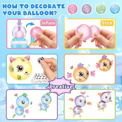 Amy&Benton 195pcs Princess DIY Sticky Balloons with Pump Kids Craft Kits - color: Princess Blue